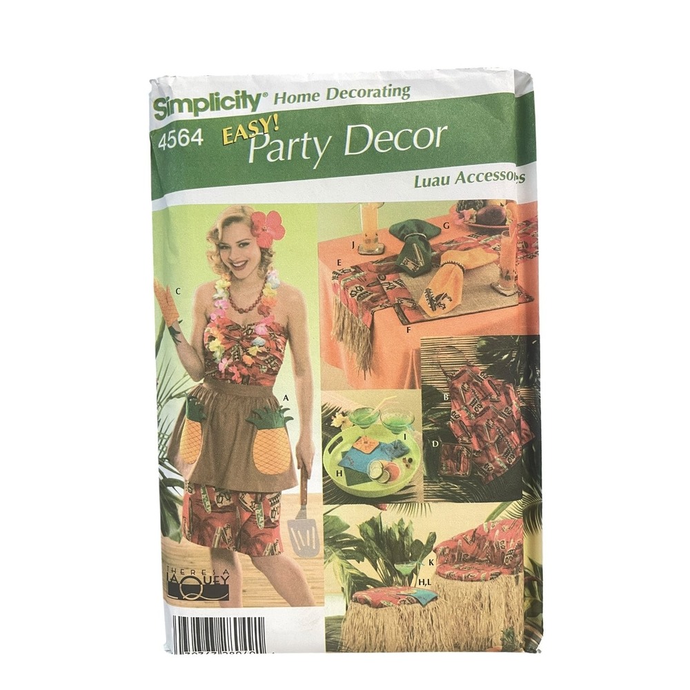 Simplicity 4564 Party Decor Luau Accessories 29 Pieces Hawaiian Tropical UNCUT